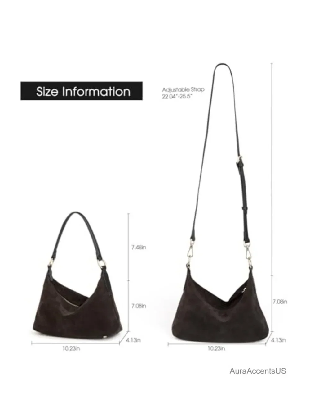 Slouchy Cowhide Suede Crescent Hobo Shoulder Bag Hand-Stitched